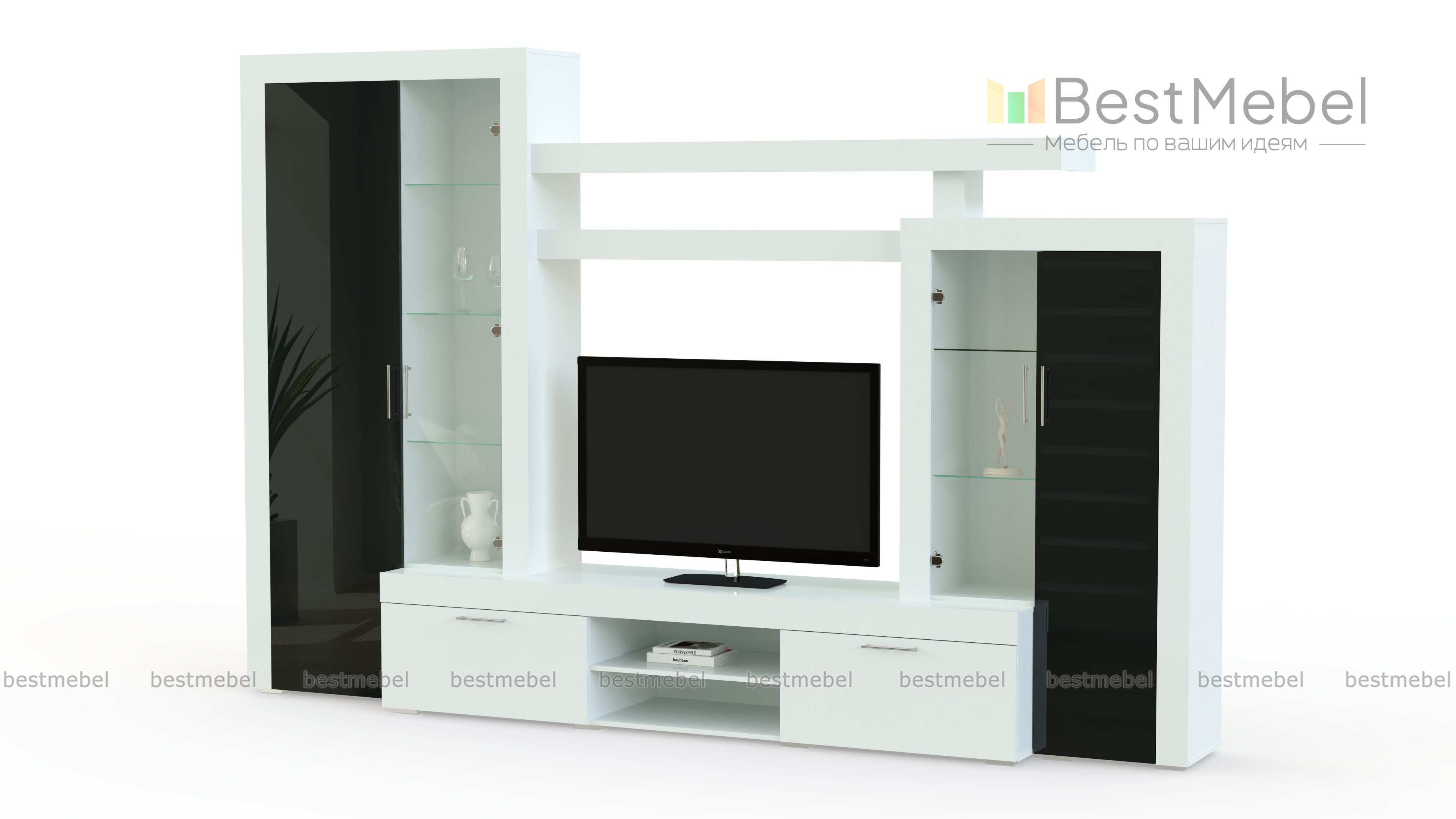 Стенка для гостиной Тоскана МДФ глянец BMS